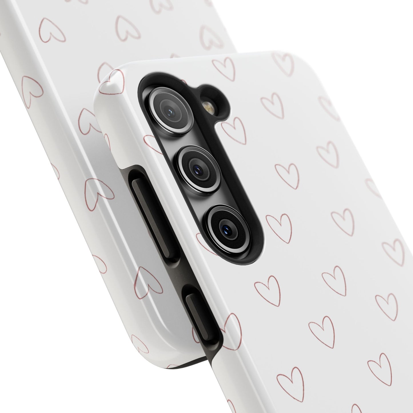 Hand-Drawn Hearts Tough Phone Case | Minimal Pink Heart Pattern