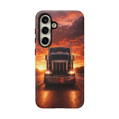 Big Rig Truck Phone Case Sunset Highway Semi Truck iPhone Samsung Cover