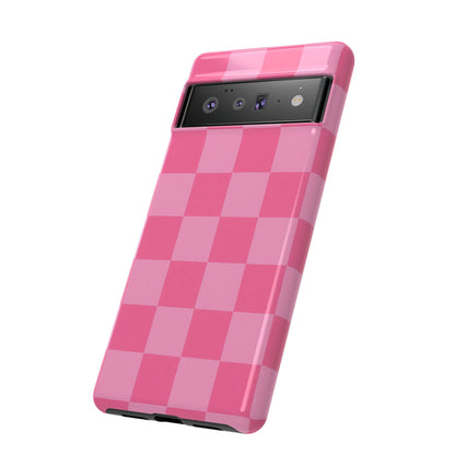 Pink Checkerboard Phone Case | Cute Aesthetic Checkered iPhone & Samsung Tough Case