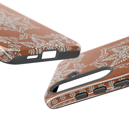 Talavera Terracotta Phone Case | Mexican Floral Pattern iPhone & Samsung Tough Case | Boho Clay Aesthetic Cover
