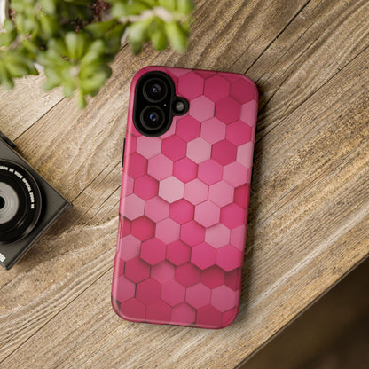 Hot Pink Hexagon Phone Case | Honeycomb Geometric Aesthetic | Cute Pink iPhone & Samsung Tough Protective Case