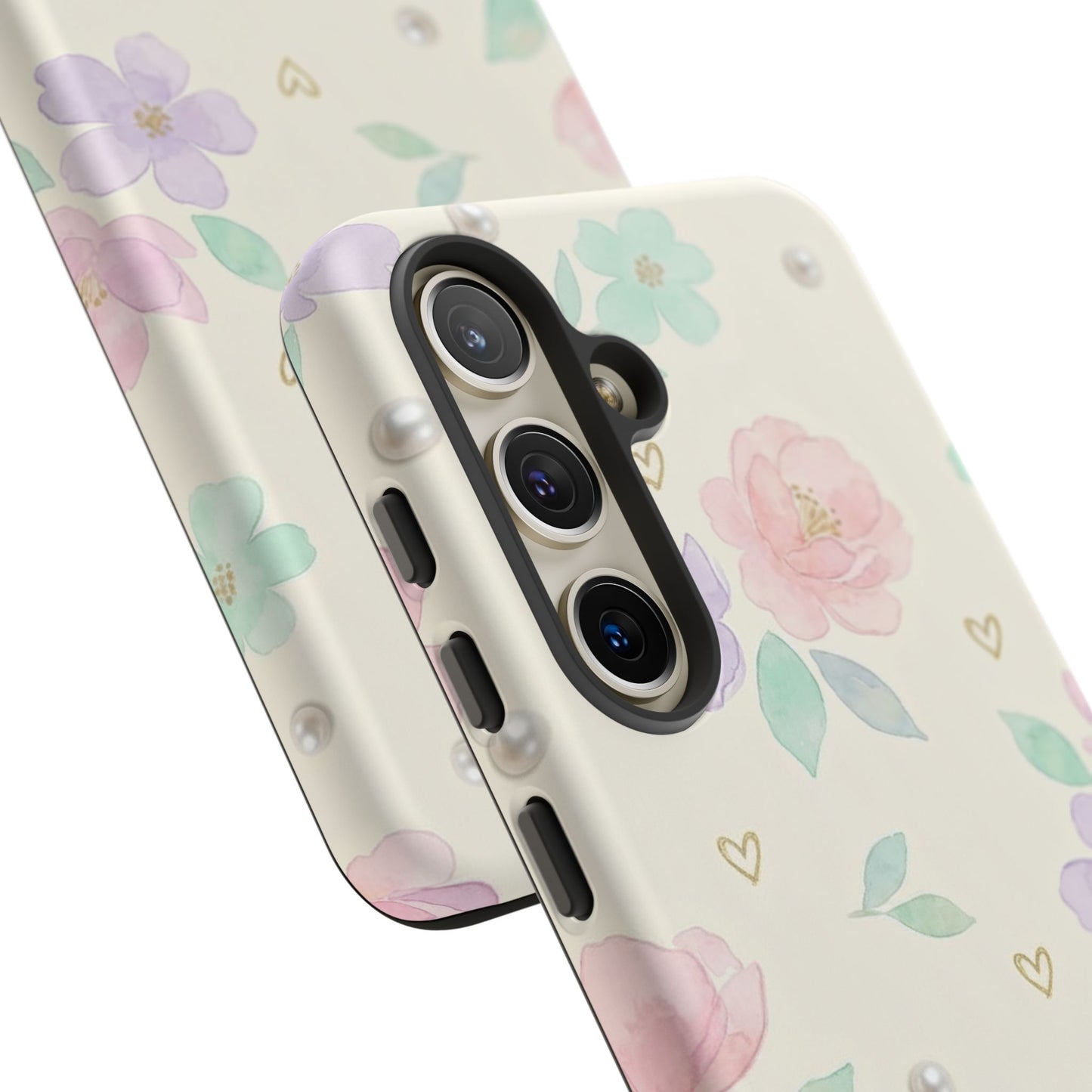 Pastel Floral Phone Case – Coquette Watercolor Flower Hearts Tough Case (iPhone, Samsung, Pixel)