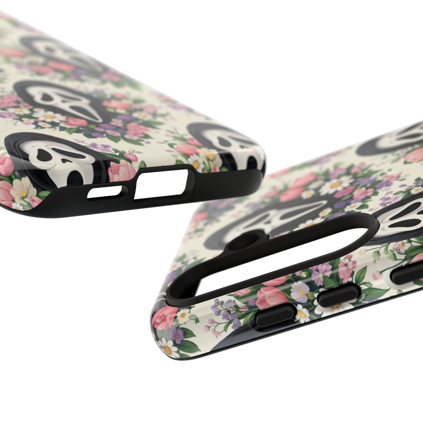Floral Ghost Face Aesthetic Phone Case – Cute Spooky Tough Cover