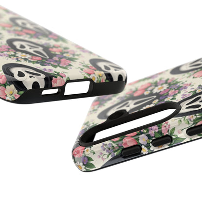 Floral Ghost Face Aesthetic Phone Case – Cute Spooky Tough Cover