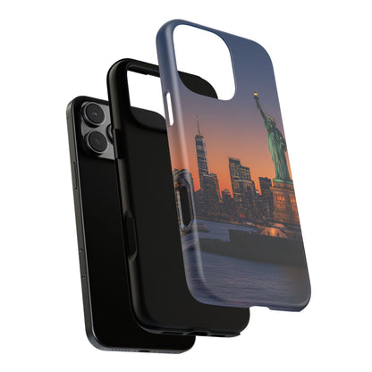 Statue of Liberty Sunset Phone Case – New York City Skyline Travel Aesthetic Tough Case