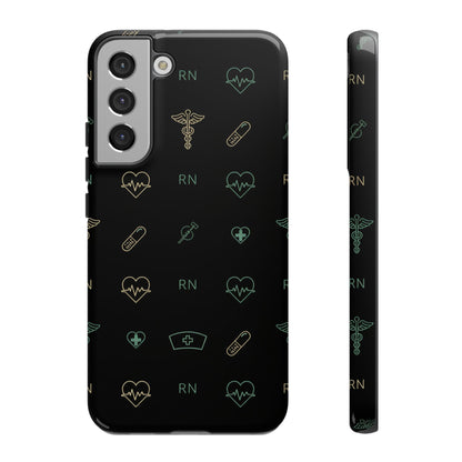 RN Nurse Phone Case – Minimal Medical Icon Pattern Healthcare Worker Tough Case
