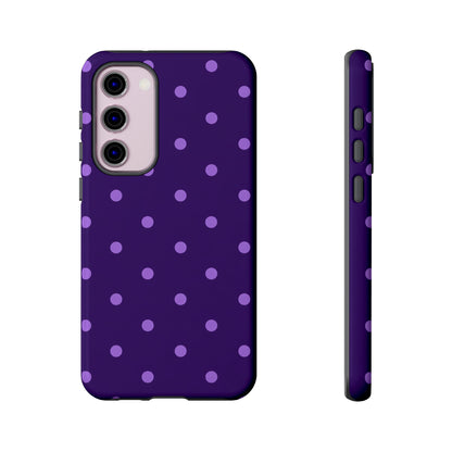 Purple Polka Dot Tough Phone Case – Cute Stylish Durable Protective Cover for Iphone, Samsung Galaxy and Pixel