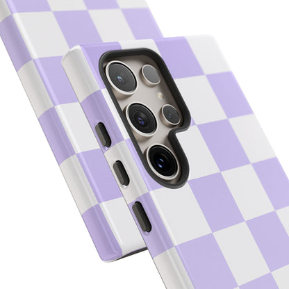Lavender Checkerboard Phone Case | Pastel Aesthetic Checkered iPhone & Samsung Tough Case