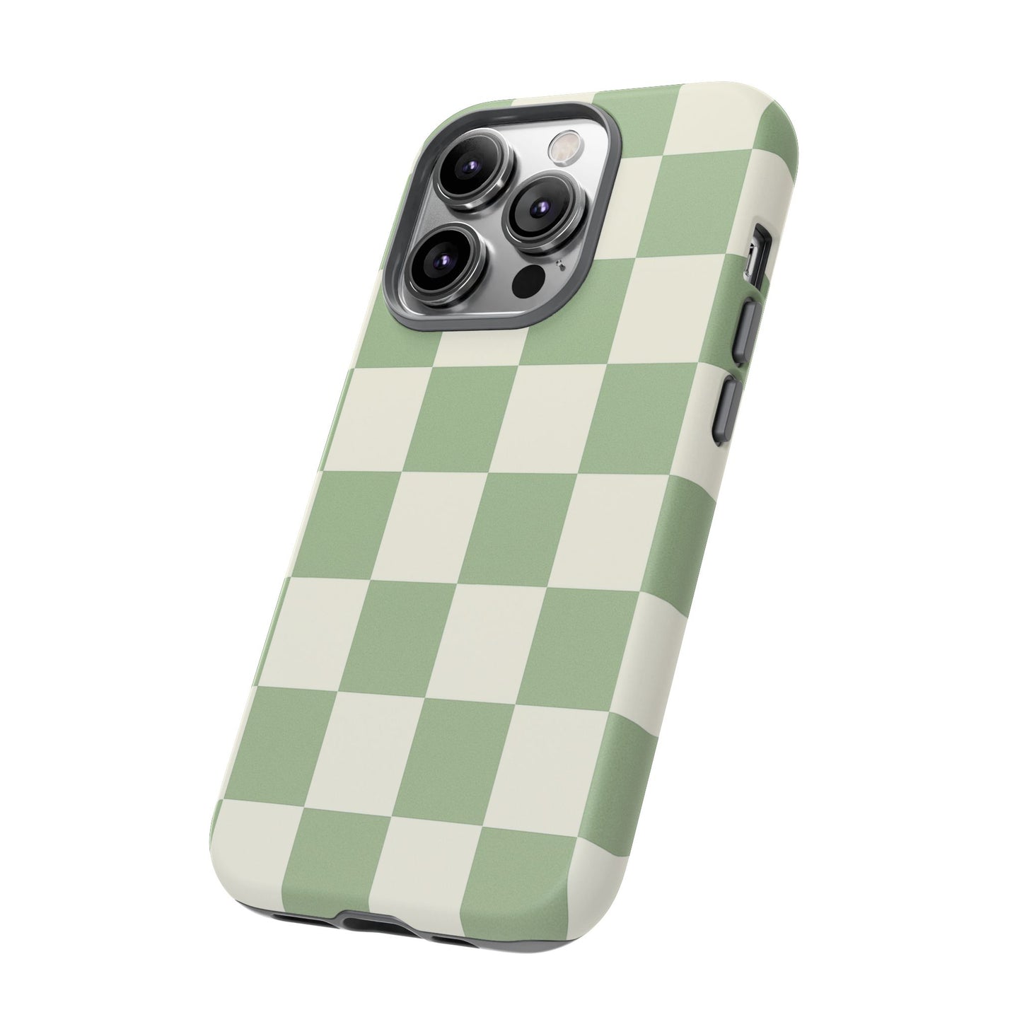Sage Green Checkerboard Phone Case | Minimal Aesthetic Checkered iPhone & Samsung Tough Case
