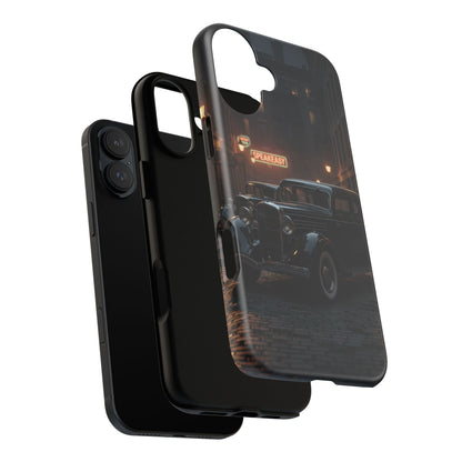 Vintage Classic Car Phone Case | Retro Noir Aesthetic | 1930s Street Scene Tough Case for iPhone & Samsung