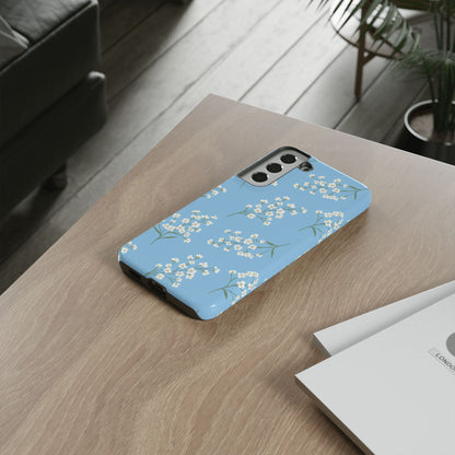 Baby’s Breath Floral Phone Case – Blue Minimal Flower Aesthetic Tough Case