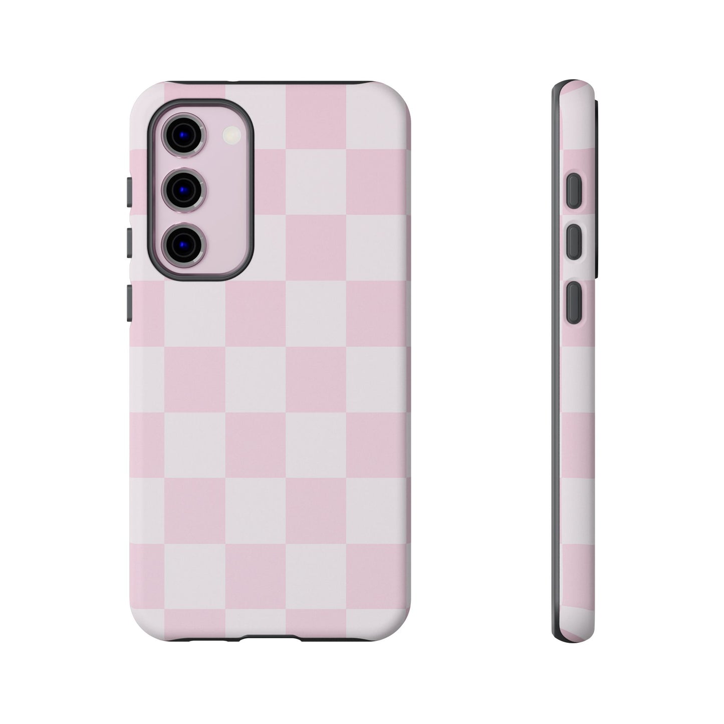 Light Pink Checkerboard Phone Case | Pastel Aesthetic Checkered iPhone & Samsung Tough Case