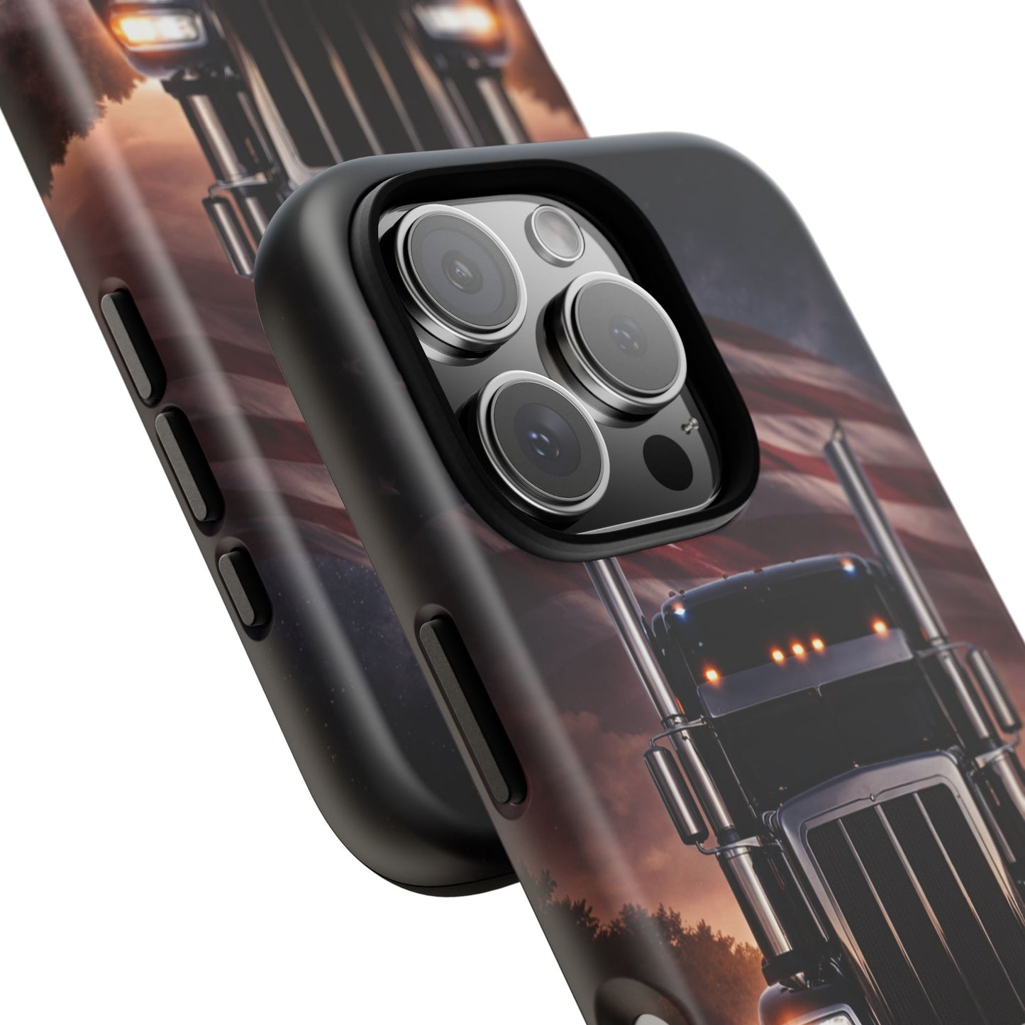 Semi Truck Phone Case American Flag Big Rig Trucker Gift iPhone Samsung