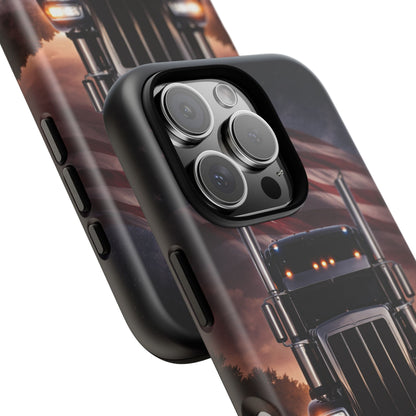Semi Truck Phone Case American Flag Big Rig Trucker Gift iPhone Samsung
