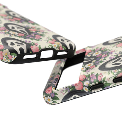 Floral Ghost Face Aesthetic Phone Case – Cute Spooky Tough Cover
