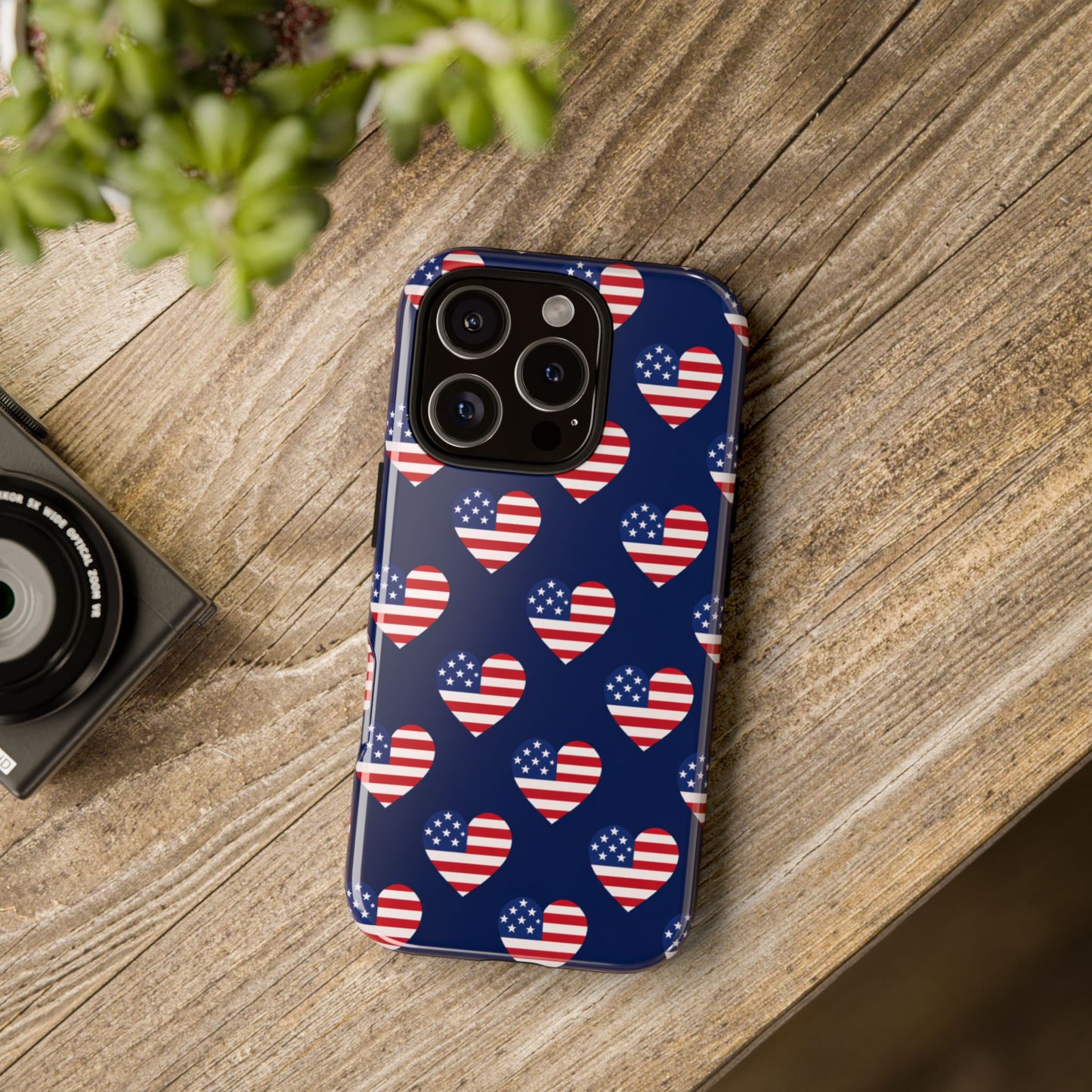 Patriotic American Flag Heart Phone Case – Tough Shockproof, USA Stars & Stripes for Iphone, Samsung Galaxy and Pixel