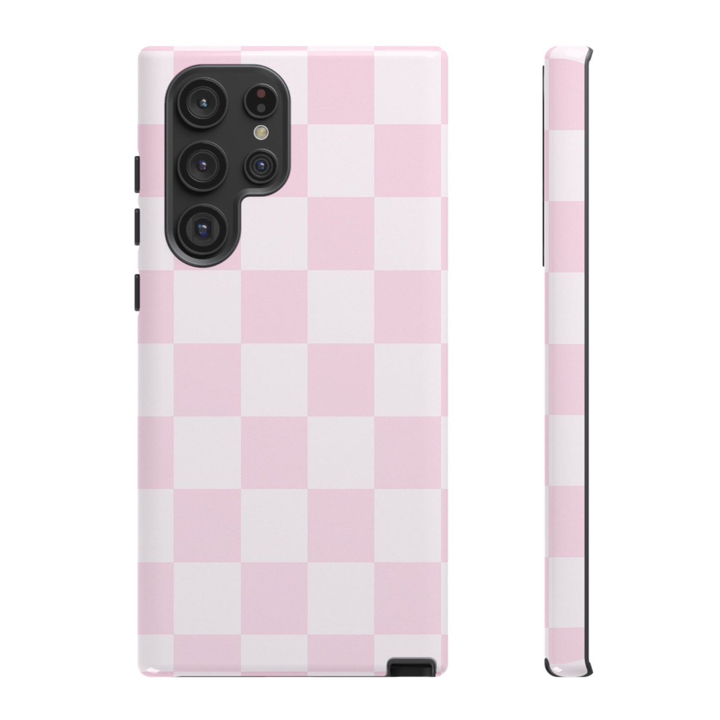 Light Pink Checkerboard Phone Case | Pastel Aesthetic Checkered iPhone & Samsung Tough Case