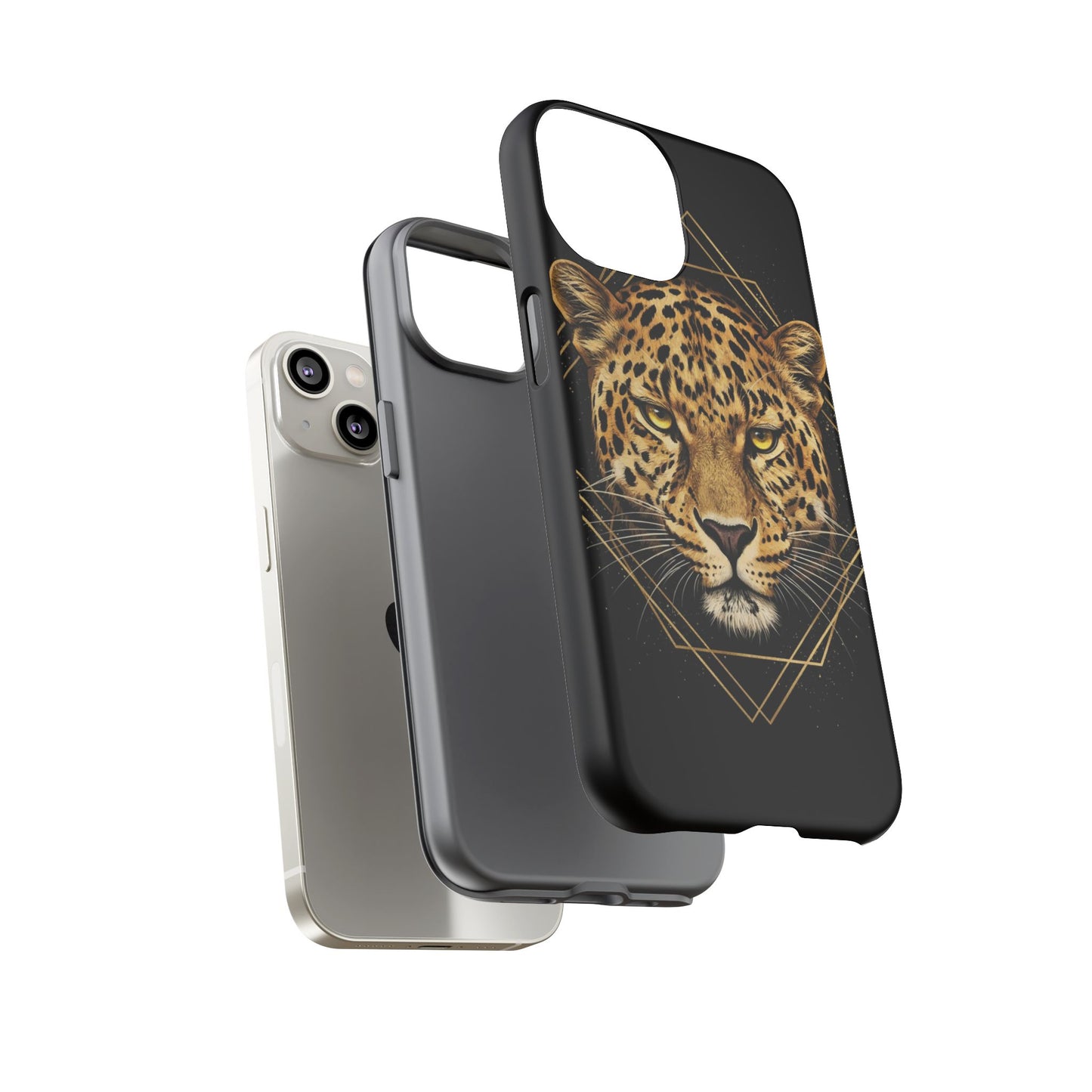 Leopard Phone Case – Black Gold Leopard Head Luxury Animal Tough Case