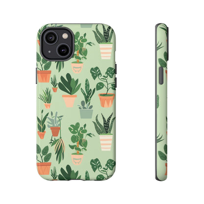Plant Lover Phone Case | Cute Potted Plants Pattern | Botanical Aesthetic Tough Case