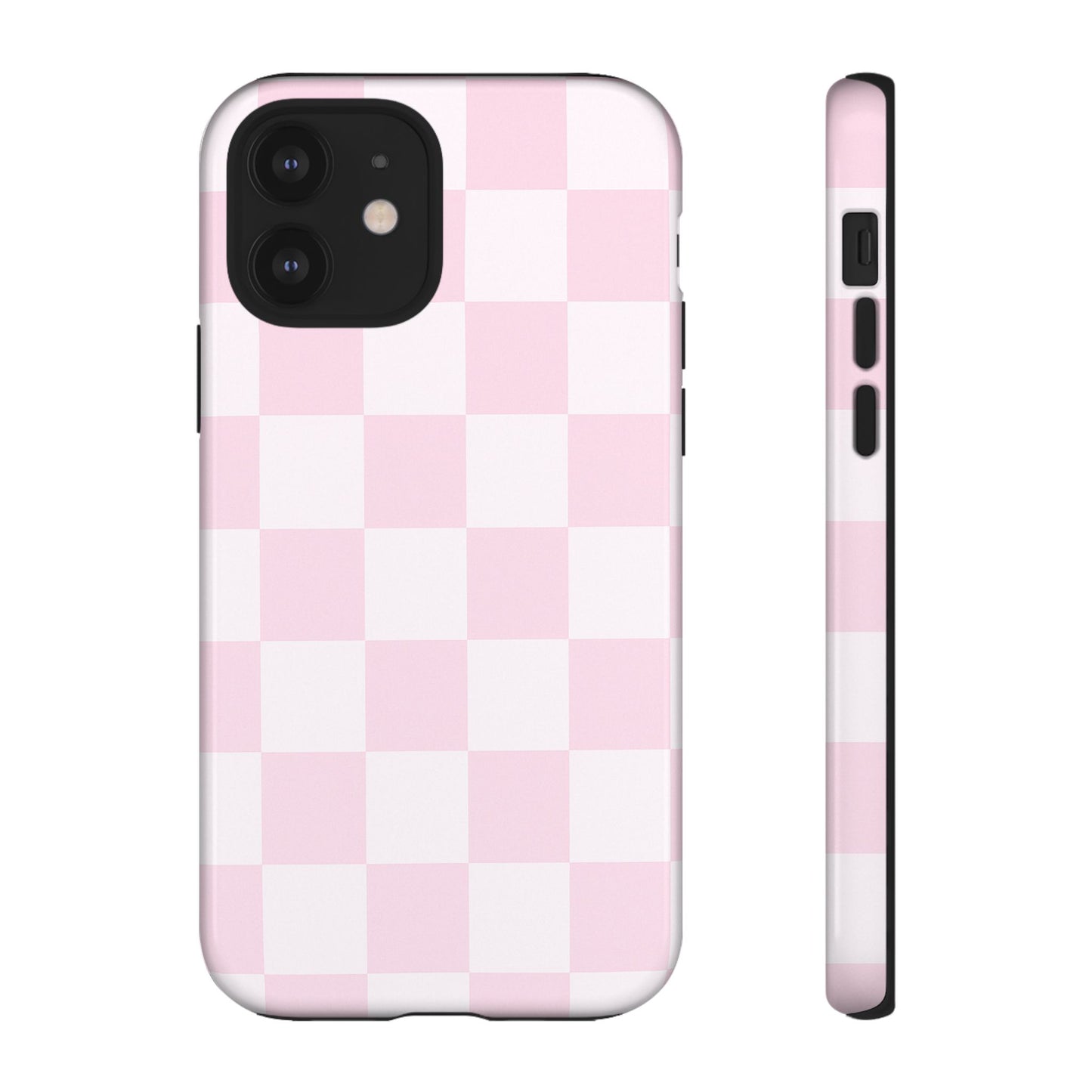 Light Pink Checkerboard Phone Case | Pastel Aesthetic Checkered iPhone & Samsung Tough Case