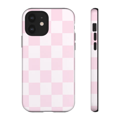 Light Pink Checkerboard Phone Case | Pastel Aesthetic Checkered iPhone & Samsung Tough Case