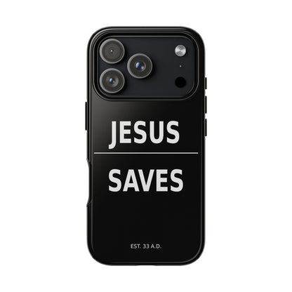 Jesus Saves Phone Case Christian Religious Minimalist Black Tough Cover
