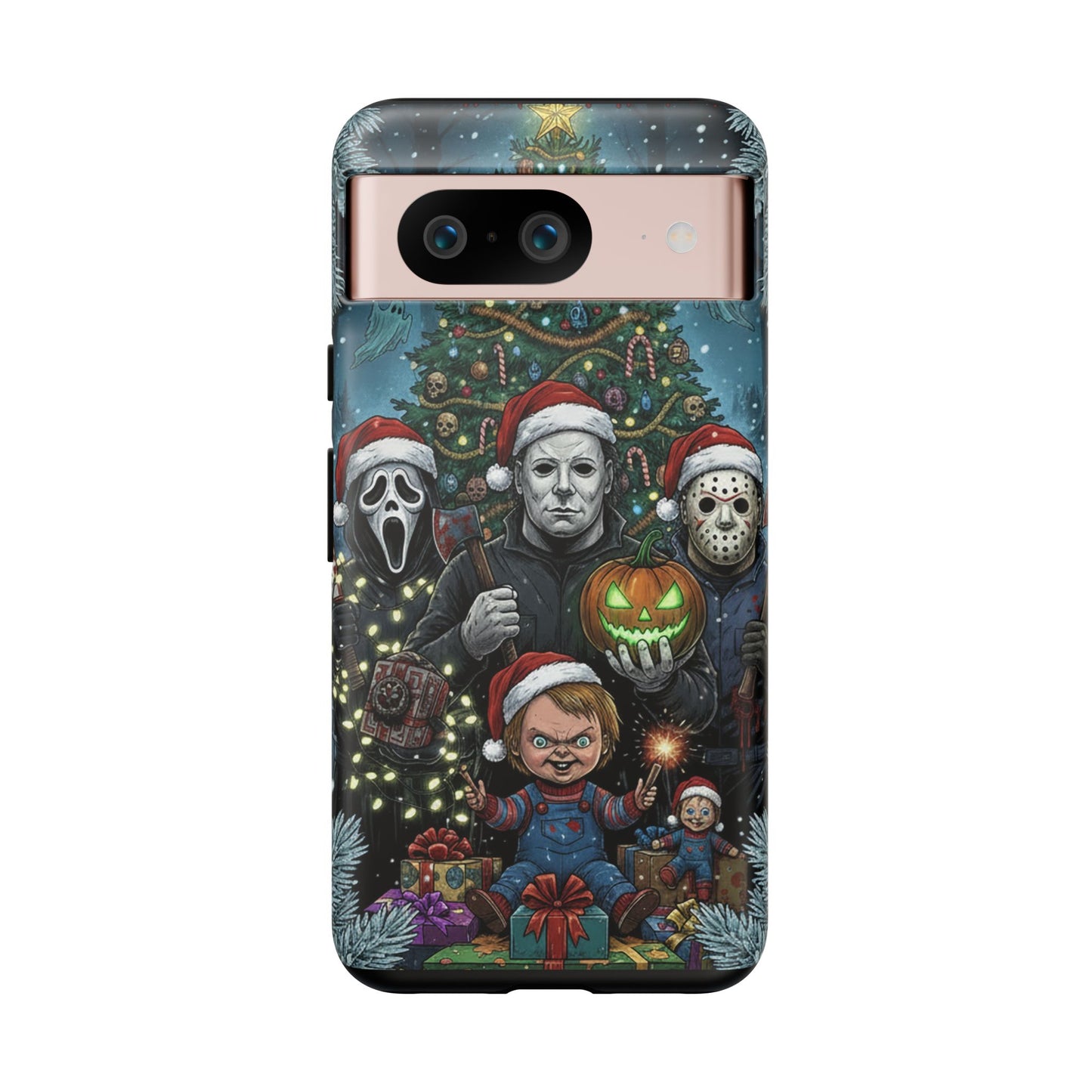 Christmas Horror Phone Case – Festive Slasher Collage Tough Case (iPhone, Samsung, Pixel)