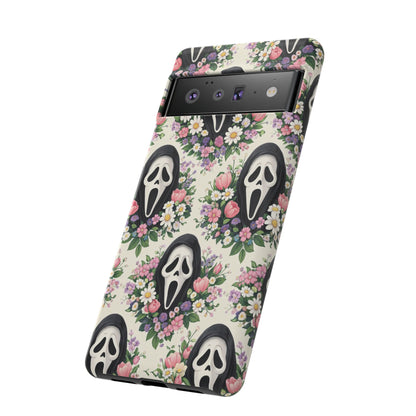 Floral Ghost Face Aesthetic Phone Case – Cute Spooky Tough Cover