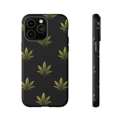 Cannabis Leaf Phone Case Green Weed Leaf Pattern Tough Protective Cover