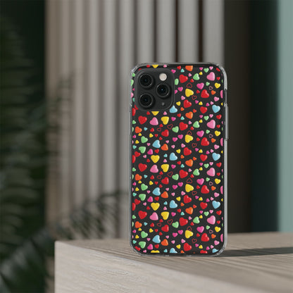 Colorful Heart Clear Phone Case | Impact-Resistant Valentine Aesthetic Case