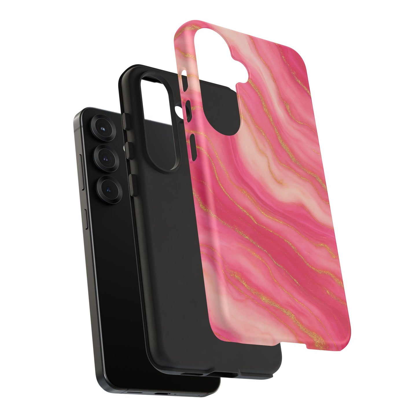 Pink Marble Phone Case | Rose Gold Swirl Aesthetic Tough Protective Case