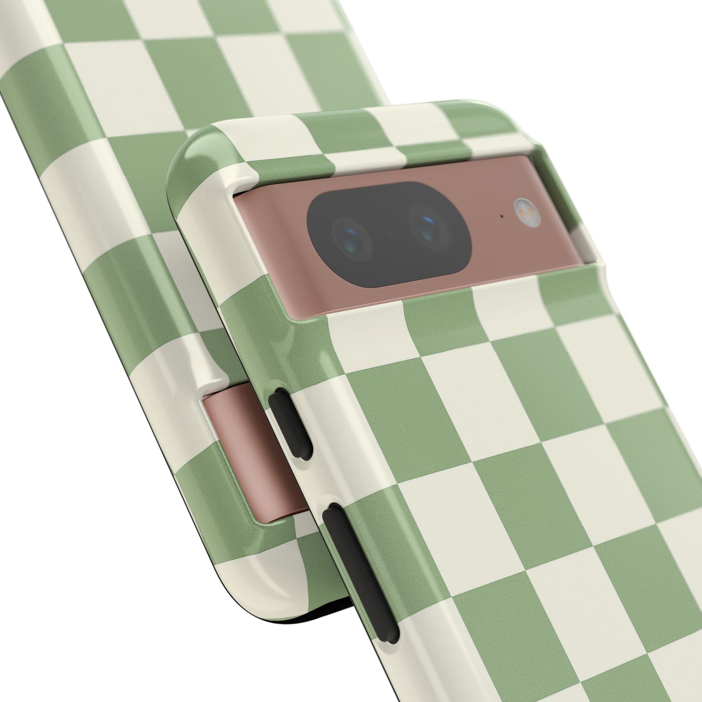 Sage Green Checkerboard Phone Case | Minimal Aesthetic Tough Case