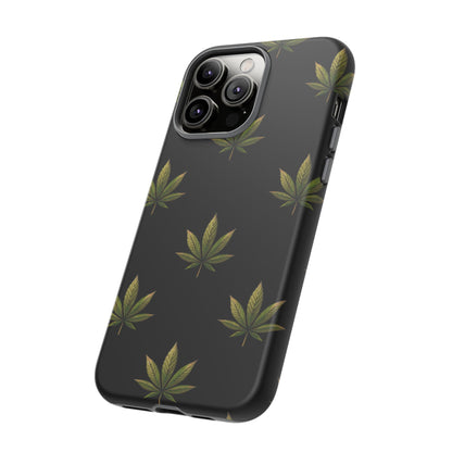 Cannabis Leaf Phone Case Green Weed Leaf Pattern Tough Protective Cover