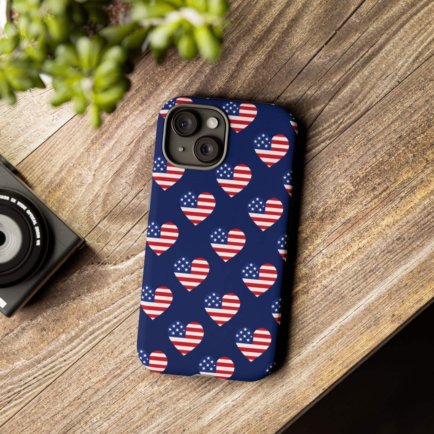 Patriotic American Flag Heart Phone Case – Tough Shockproof, USA Stars & Stripes for Iphone, Samsung Galaxy and Pixel