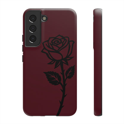 Black Rose Burgundy iPhone Case | Dark Aesthetic Shockproof Protective Cover
