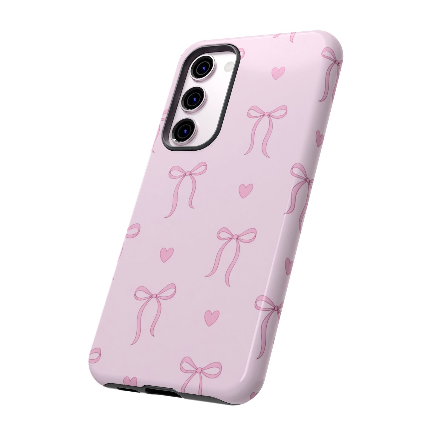 Pink Bow Heart Aesthetic Phone Case – Coquette Cute Tough Cover