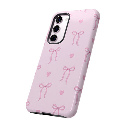 Pink Bow Heart Aesthetic Phone Case – Coquette Cute Tough Cover