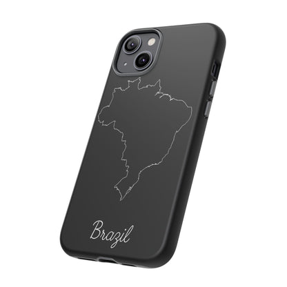Brazil Outline Phone Case – Minimal Country Map Tough Case (iPhone, Samsung, Pixel)
