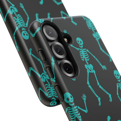 Dancing Teal Skeletons Phone Case | Tough Protective Case for Iphone, Samsung Galaxy and Pixel