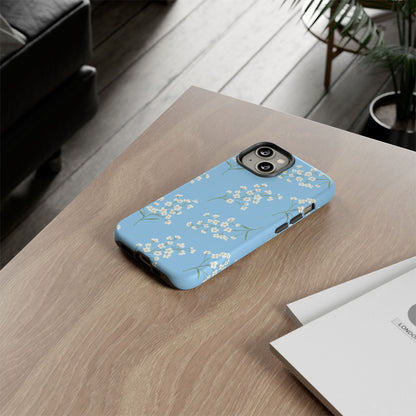 Baby’s Breath Floral Phone Case – Blue Minimal Flower Aesthetic Tough Case