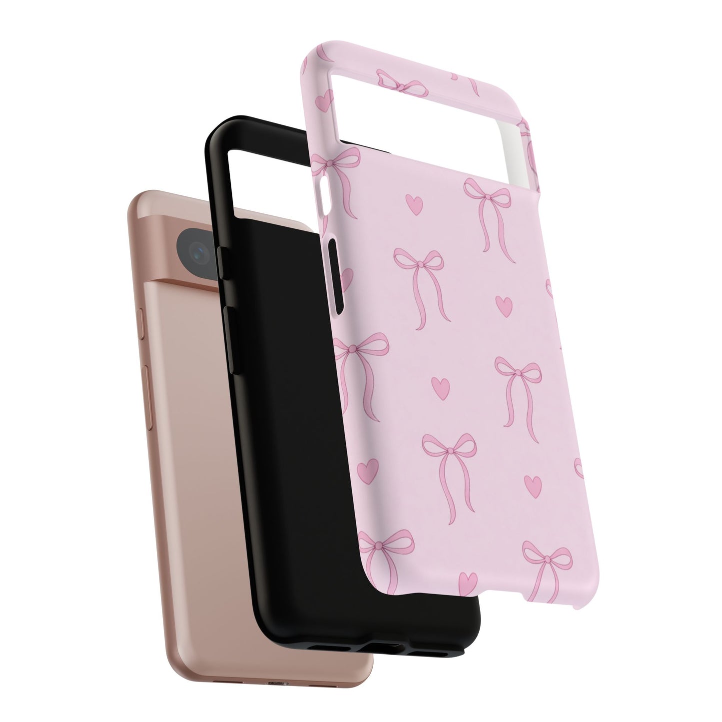 Pink Bow Heart Aesthetic Phone Case – Coquette Cute Tough Cover