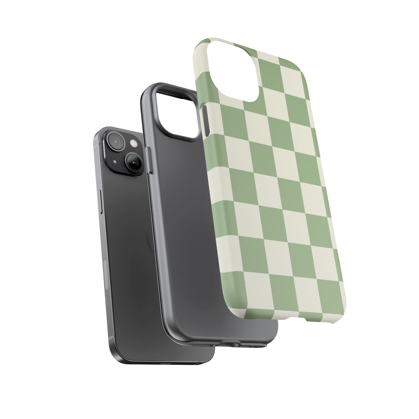 Sage Green Checkerboard Phone Case | Minimal Aesthetic Tough Case