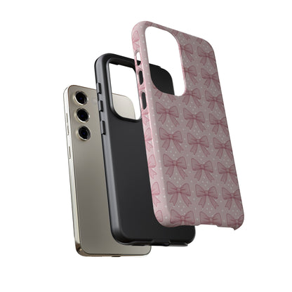 Pink Bow Pattern Phone Case – Soft Coquette Aesthetic Tough Case