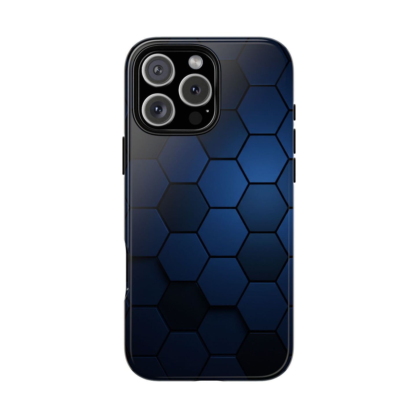 Blue Hexagon Gradient Phone Case | Honeycomb Geometric Tech Aesthetic | Minimalist Tough Case for iPhone & Samsung