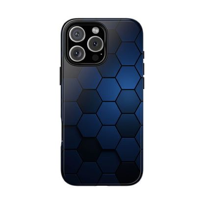 Blue Hexagon Gradient Phone Case | Honeycomb Geometric Tech Aesthetic | Minimalist Tough Case for iPhone & Samsung