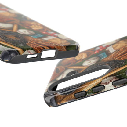 Baseball Gear Collage Phone Case – Vintage Baseball Equipment Sports Tough Case