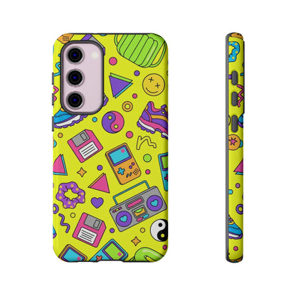 90s Retro Neon Phone Case – Y2K Nostalgia Colorful Icons Tough Protective Case