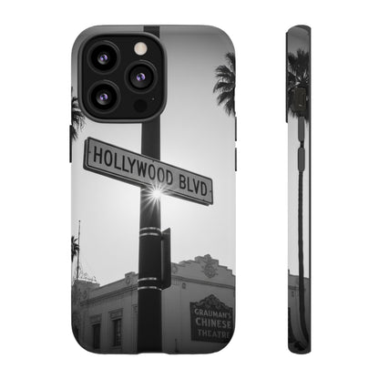 Hollywood Blvd Phone Case | Vintage Los Angeles Street Sign | Black & White LA Aesthetic