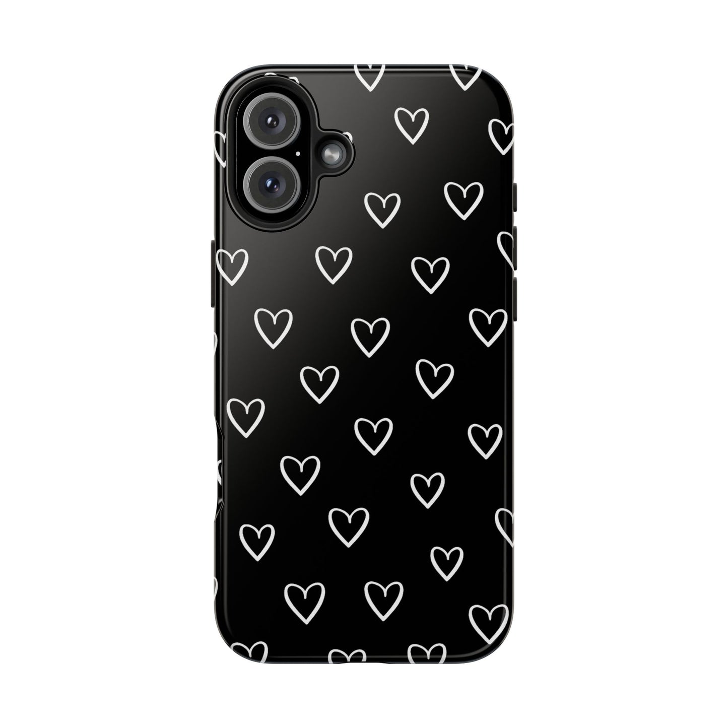 Doodle Heart Phone Case – Minimal Black & White Heart Pattern | Tough Protective Case