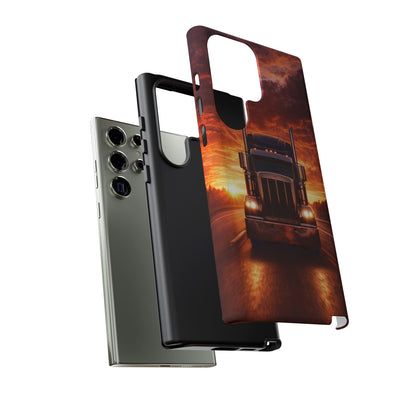 Big Rig Truck Phone Case Sunset Highway Semi Truck iPhone Samsung Cover
